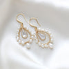 Gold pearl hoop bridal earrings - LUNA