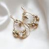 Antique gold floral hoop Bridal statement earrings - BROOKLYN - Treasures by Agnes