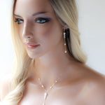 Pearl lariat necklace with Gold filled chain - AMIRA