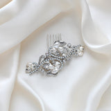 Floral Bridal hair comb with Austrian crystals and pearls - LISA - Treasures by Agnes