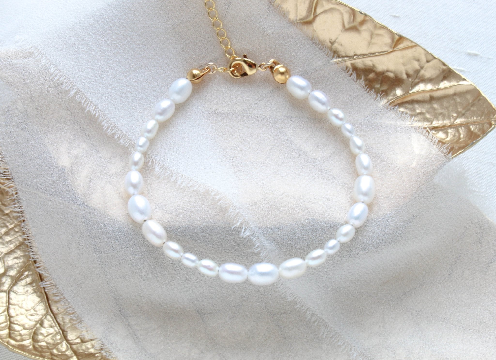 Genuine pearl tennis bracelet for Bride - ANDERSON - Treasures by Agnes