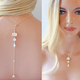 Gold Bridal backdrop necklace - ADELINE - Treasures by Agnes