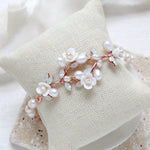 Gold Bridal bracelet with flowers and pearls - LOLITA - Treasures by Agnes