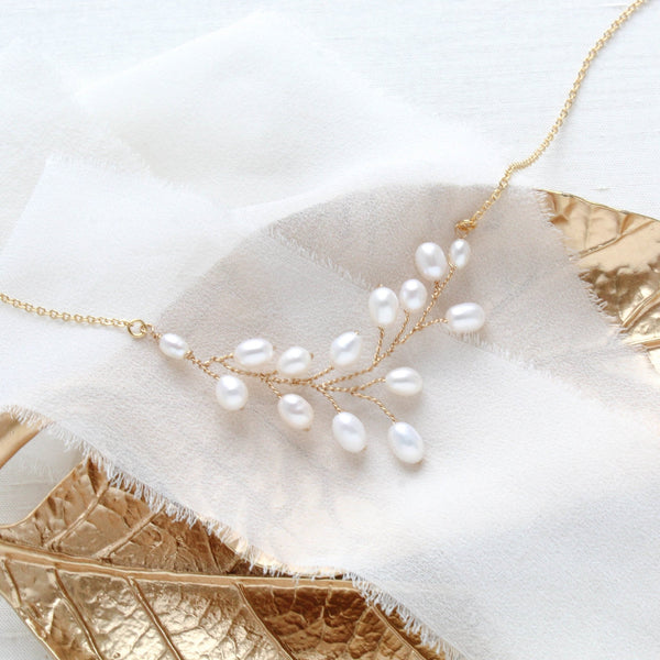 Gold filled pearl necklace for Bride - KACIE - Treasures by Agnes