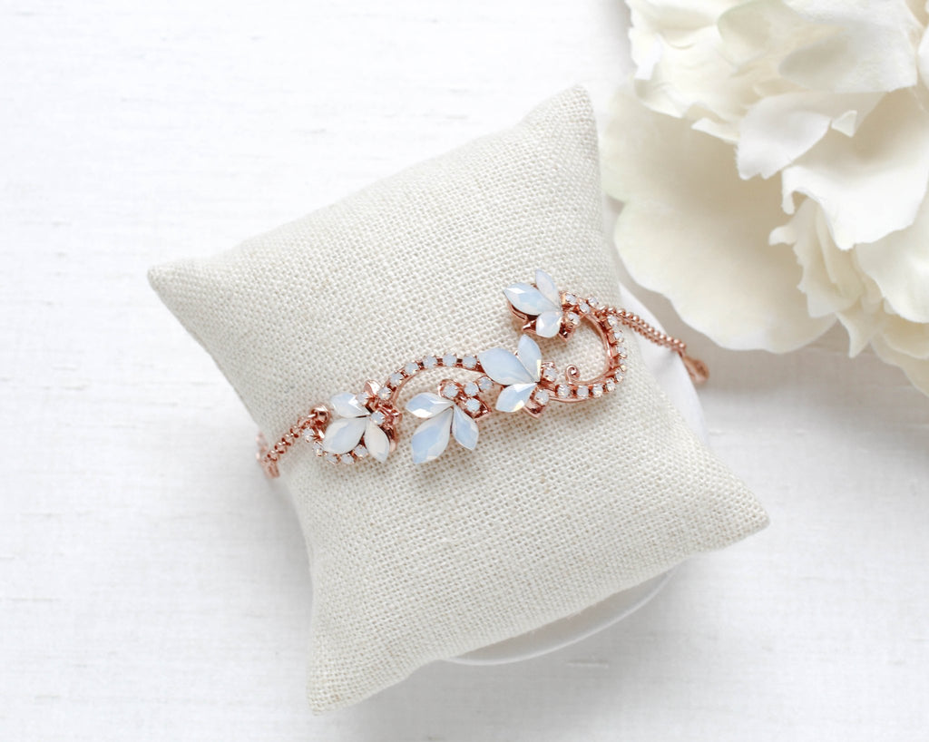 Gold Floral bracelet for bride - CLEO - Treasures by Agnes