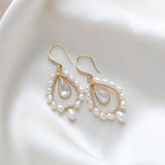 Gold pearl hoop bridal earrings - LUNA - Treasures by Agnes