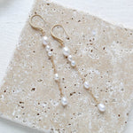 Long gold filled pearl bridal earrings - AMIRA - Treasures by Agnes