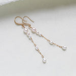 Long gold filled pearl bridal earrings - AMIRA - Treasures by Agnes