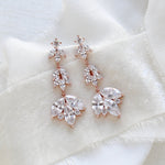 Long gold marquis cubic zirconia Bridal earrings - SEDONA - Treasures by Agnes