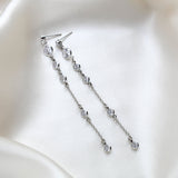 Long Minimalist earrings with simulated diamonds - SERENITY - Treasures by Agnes