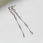 Long Minimalist earrings with simulated diamonds - SERENITY - Treasures by Agnes