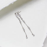 Long Minimalist earrings with simulated diamonds - SERENITY - Treasures by Agnes