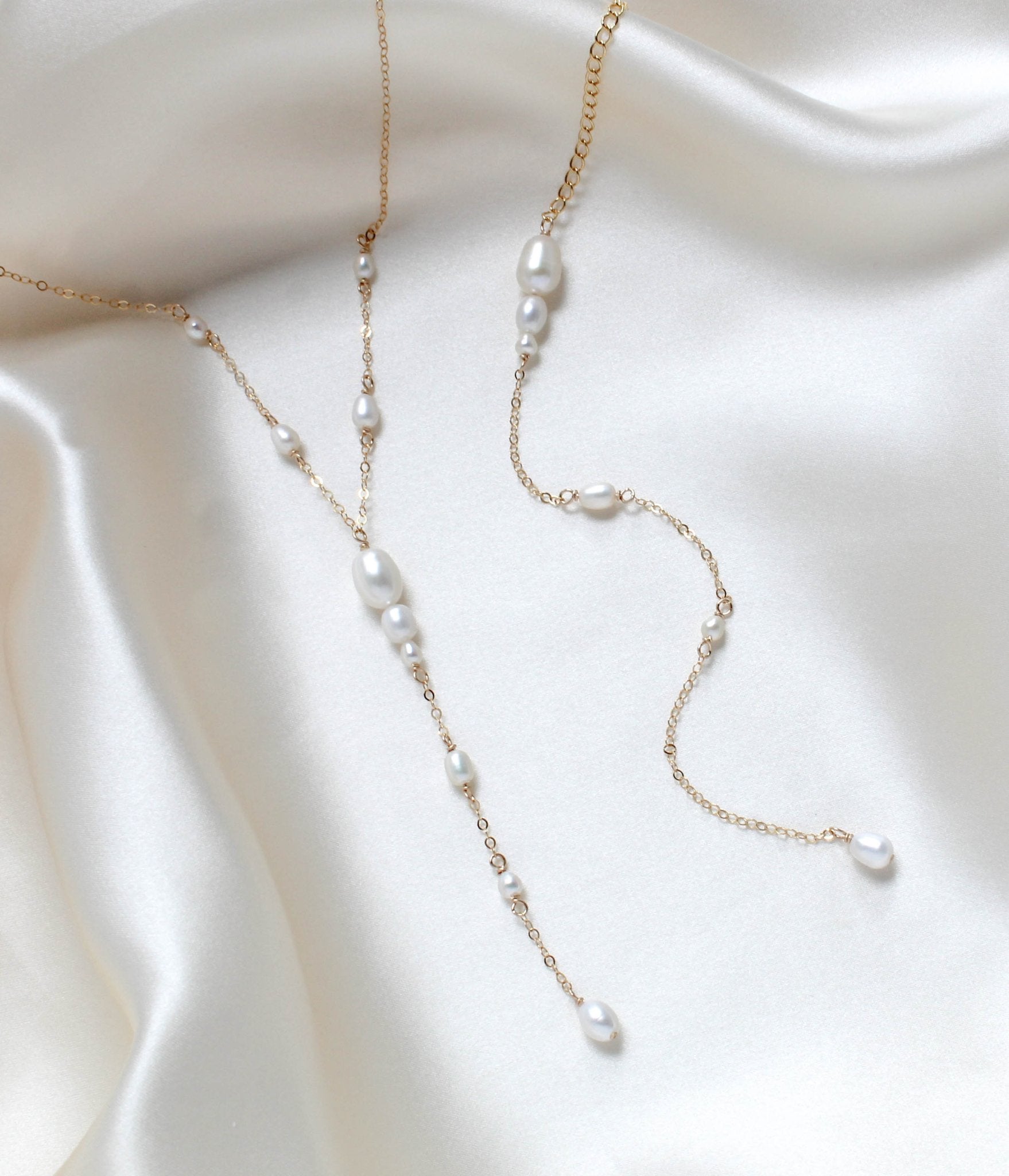 Pearl backdrop necklace for wedding - AMIRA - Treasures by Agnes