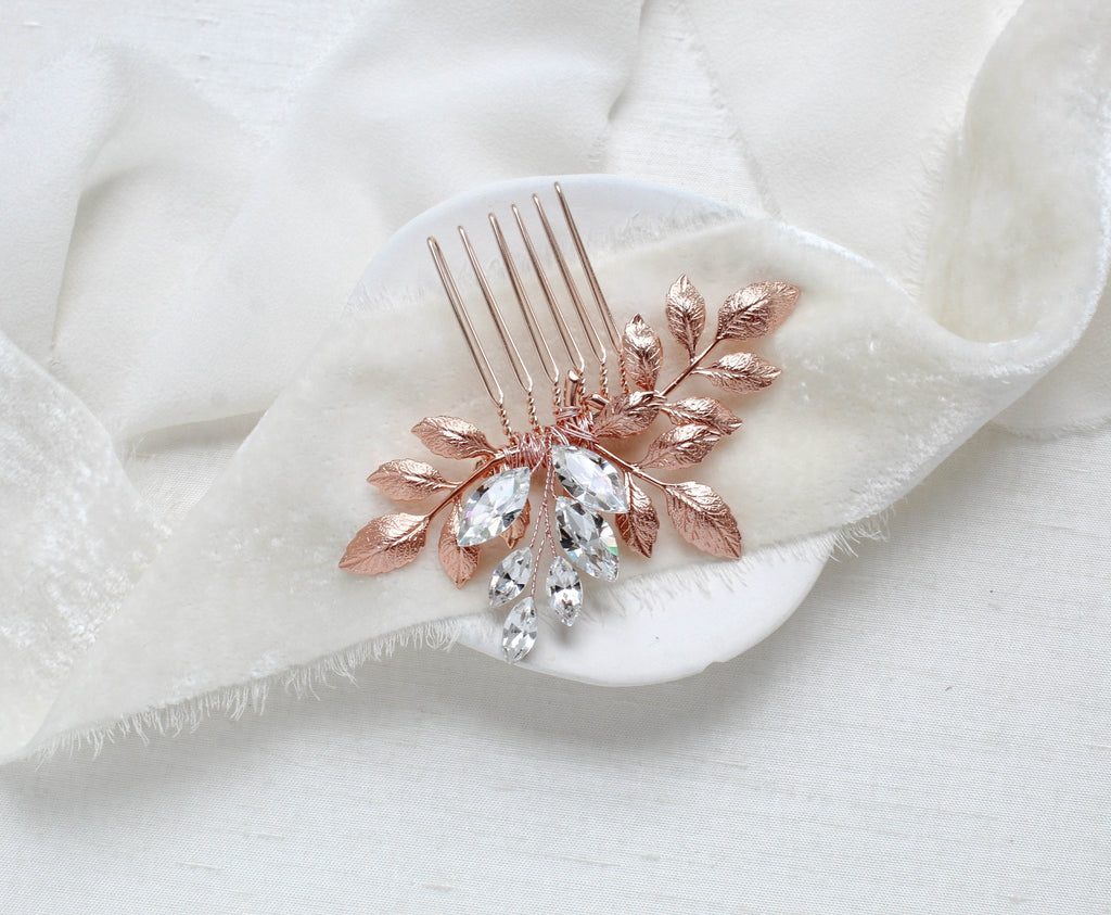 Simple crystal bridal hair comb - OPHELIA - Treasures by Agnes