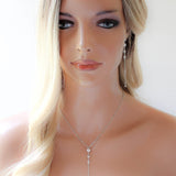 Simple Y style necklace with simulated diamonds - SERENITY - Treasures by Agnes