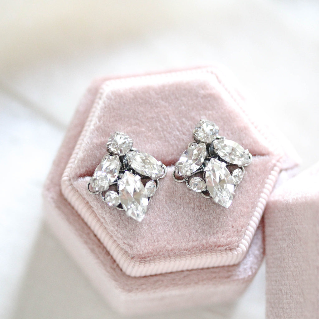Small crystal stud bridal earrings - MILEY– Treasures by Agnes