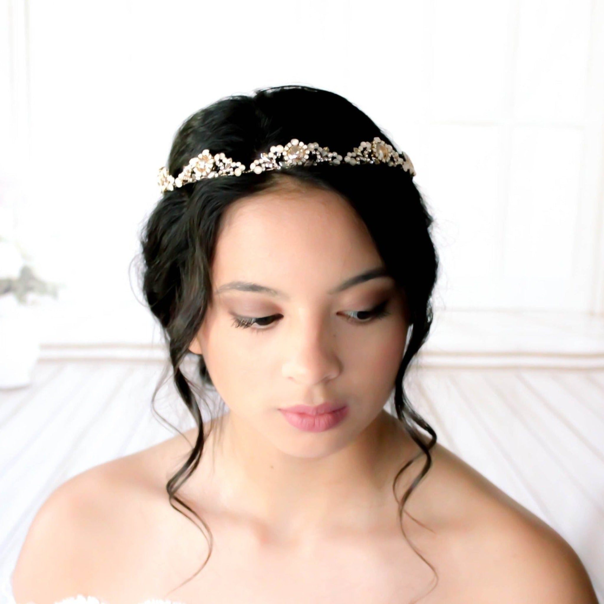Antique gold Vintage style Bridal tiara headpiece - NAOMI – Treasures ...