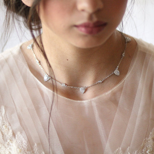 Delicate cubic zirconia bridal necklace - NORAH - Treasures by Agnes