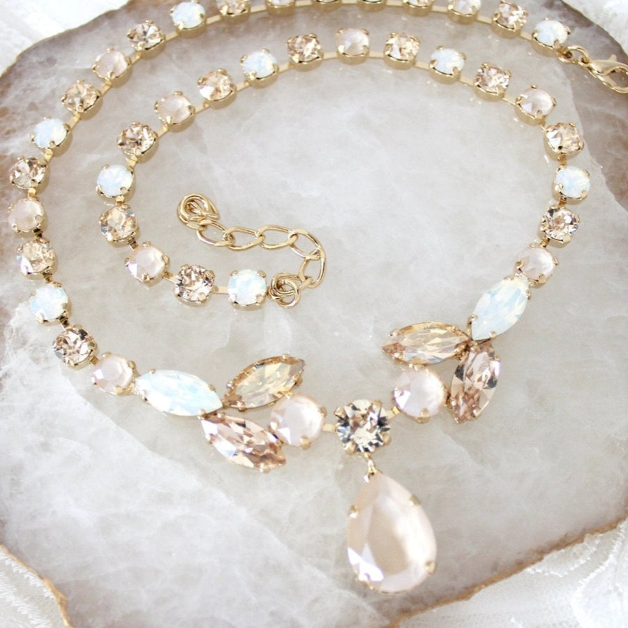 Gold crystal Bridal necklace - MARIA – Treasures by Agnes