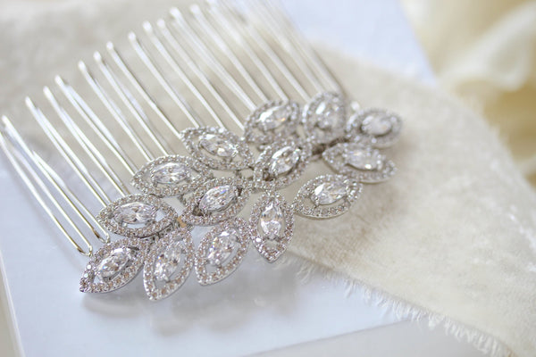 Rose gold CZ bridal hair comb - SCARLETT - Treasures by Agnes